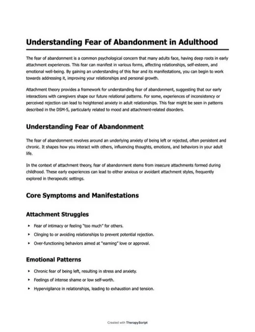 How Does Fear of Abandonment Show educational material